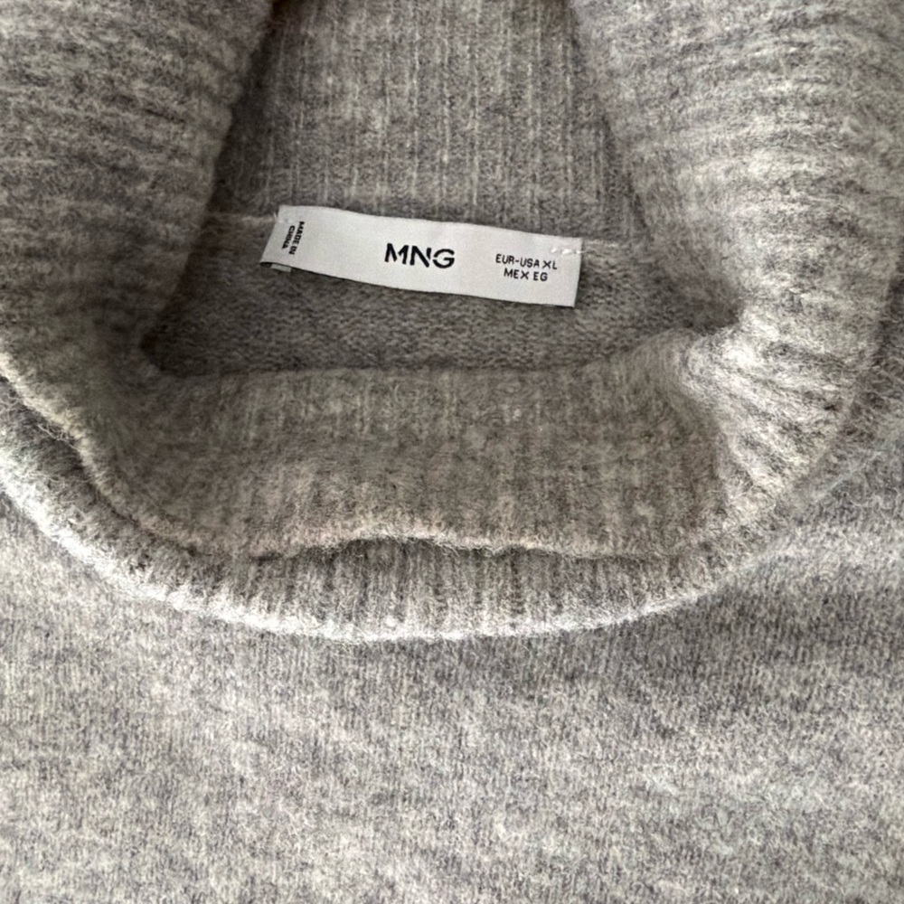 Mango Soft Gray Turtleneck Neck Sweater Dress XL - Picture 2 of 10
